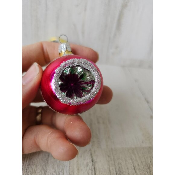 Vintage stripes mini indent ball glitter ornament mercury glass glitter reflecto - Picture 6 of 12